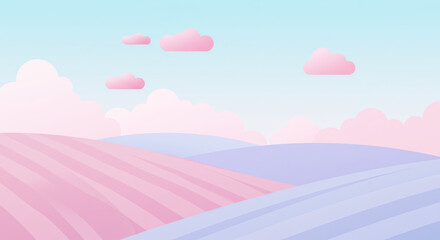 Pastel hills with clouds in scenic landscape