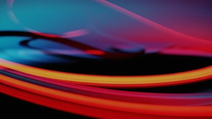 Abstract Swirling Red and Orange Light Trails on Black Background image photo
