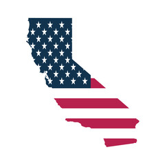 California US Map Vector with American Flag Colors, Editable Blank Outline Template