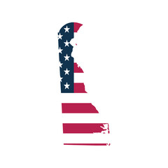 Obraz premium Delaware US Map Vector with American Flag Colors, Editable Blank Outline Template