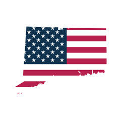 Connecticut US Map Vector with American Flag Colors, Editable Blank Outline Template