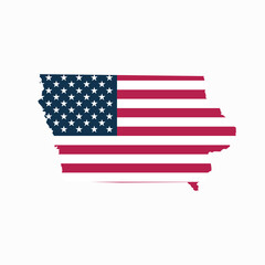 Iowa State Blank Map Vector with American Flag – Editable Template