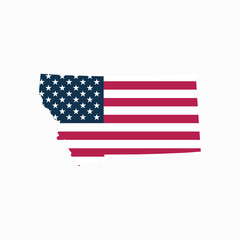 Montana USA Map Vector with American Flag, Blank State Outline, Editable EPS, Patriotic USA Graphic