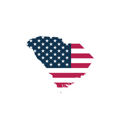South Carolina Map Vector with American Flag | Editable US State Outline | Patriotic USA Design EPS
