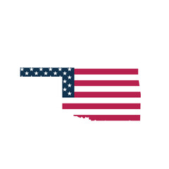 Oklahoma Map Vector with American Flag | Editable US State Outline | Patriotic USA Design EPS