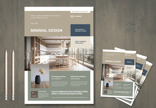 Professional Flyer in Pale Colors for Kitchen Furniture Advertisement