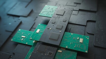 Arrangement of Electronic Circuit Boards in a Geometric Pattern computer technology