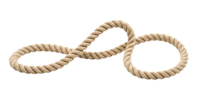 Thick rope forming an infinity symbol endless loop cutout PNG isolated on a transparent background - Powered by Adobe