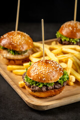 Juicy burgers with crispy fries