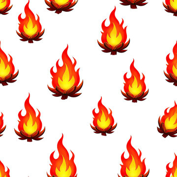 Cartoon fire flames pattern on black background
