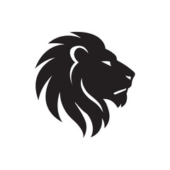 Lion head emblem. Bold lion head silhouette, strength, royalty, logo concept.