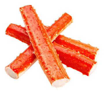 Fresh, vibrant crab legs, meticulously arranged isolated on a transparent background, showcasing a rich red hue and the texture of the succulent meat.