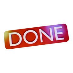 3d render done text sign