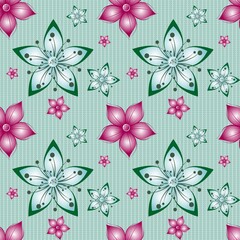 Colorful flowers as a seamless pattern. Multicolored background with flowers.
Seamless floral decor.