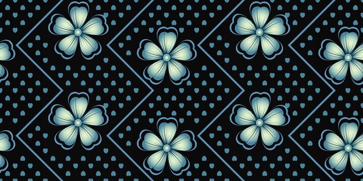 Colorful flowers as a seamless pattern. Multicolored background with flowers.
Seamless floral decor.