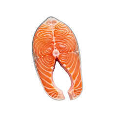 Fresh Raw Salmon Steak Cut Isolated on White Background. PNG Transparent