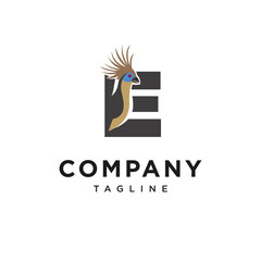 Letter E Hoatzin Bird Logo Icon Vector