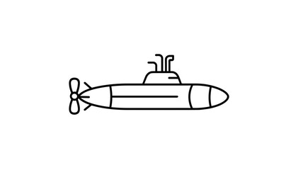 Obraz premium Minimalist line vector illustration of a military submarine in profile view 