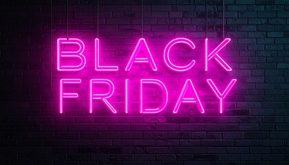 Black Friday Neon Sign Announce Sales and Savings with a Glowing Display
