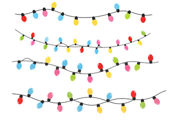 Simple Multicolor Christmas String Lights Garland Vector