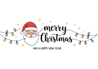 Cute Santa Claus Merry Christmas and Happy New Year 2024 Design