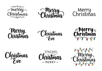 Set of Black Christmas and Christmas Eve Lettering Designs