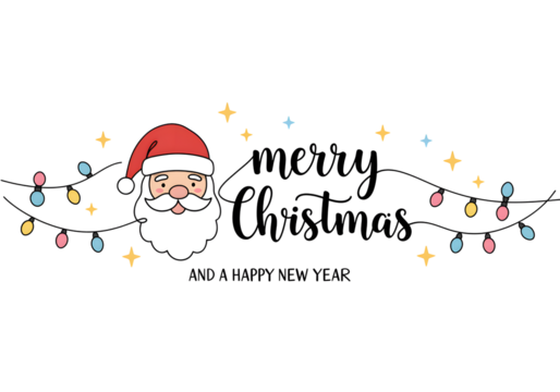 Cute Santa Claus Merry Christmas and Happy New Year 2024 Design