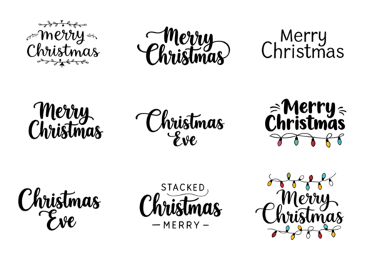 Set of Black Christmas and Christmas Eve Lettering Designs