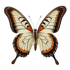Naklejka premium Detailed butterfly with white, orange, and black wings, symmetrical, isolated