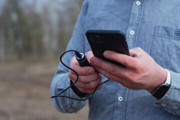 Lightweight portable power bank for smartphones and gadgets. Portable charger for travel, hiking, and daily use.