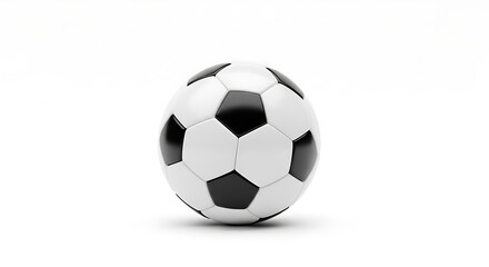 Fototapeta premium Soccer Ball: A pristine soccer ball, showcasing its iconic black and white pentagon design, isolated and centrally positioned to emphasize its classic geometry and sporting spirit.