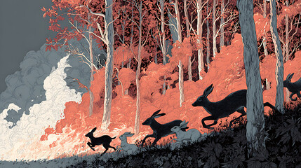Epic Anime Manga Forest Fire Illustration – Dramatic Art