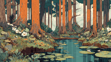 Epic Anime Manga Forest Fire Illustration – Dramatic Art