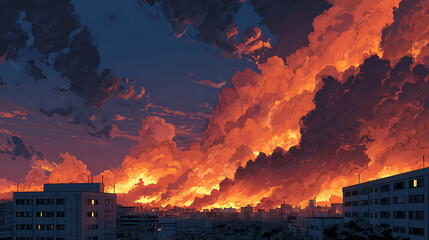 Fantasy Anime Manga Forest on Fire – Intense Illustration