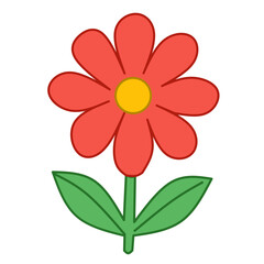 Red Daisy Flower Icon