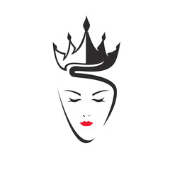 beauty princess or queen logo vector icon illustration