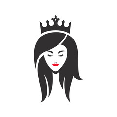 beauty princess or queen logo vector icon illustration