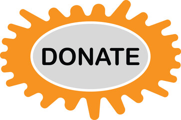 Vector art of a vibrant yellow and white donate button, encouraging charitable giving and support for various causes, promoting generosity