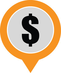 Vector art of a captivating Yellow and white icon featuring a bold black dollar sign, symbolizing finance, currency, and economic prosperity