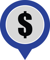 Vector art of a captivating blue and white icon featuring a bold black dollar sign, symbolizing finance, currency, and economic prosperity