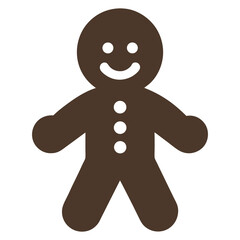 gingerbread man silhouette isolated on white background 