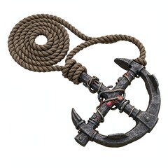 Heavy-Duty Climbing Hook  3D Game Asset with Red and Blue Wire Details