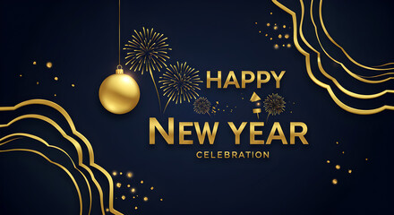 Naklejka premium Happy New Year 2026 Festive Wishes for All 