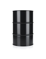 Isolated black metal oil barrel