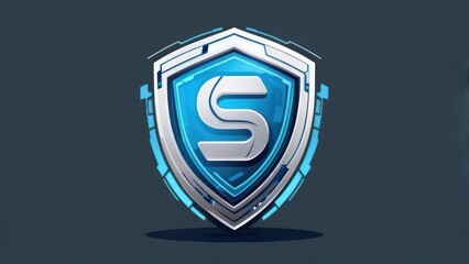 Obraz premium Futuristic Shield Logo with Letter S, Security and Protection Concept.