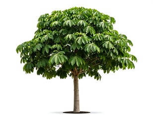 Isolated green tree against white background