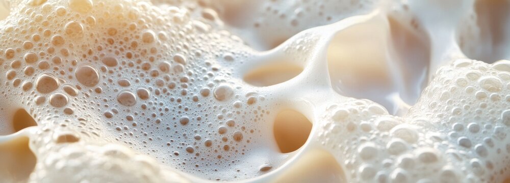 Thick foamy milk bubbles create a creamy texture perfect for coffee and desserts during cozy moments - Powered by Adobe