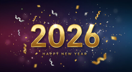Fototapeta premium Happy New Year 2026 Festive Wishes for All 