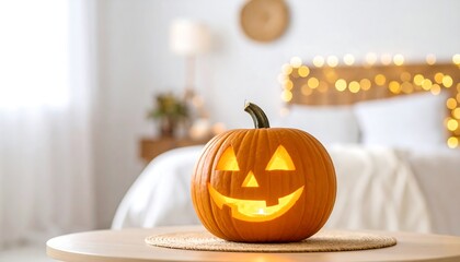 Jack-o'-lantern in bedroom