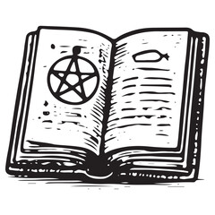 Occult Spell Book Line Art Vector Icon